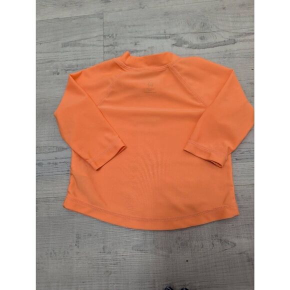 Baby Gap Sea Ya Swim Shirt baby size 0-6m orange long‎ sleeve rashguard shark - Picture 2 of 5